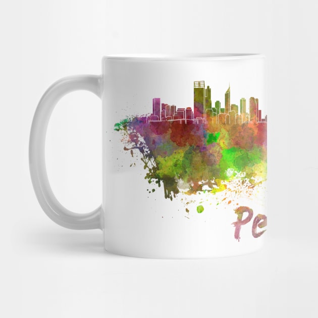 Perth skyline in watercolor by PaulrommerArt